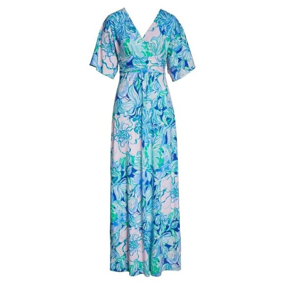 NWT Lilly Pulitzer Parigi Maxi in Party Thyme Floral Stretch Jersey Dress XS